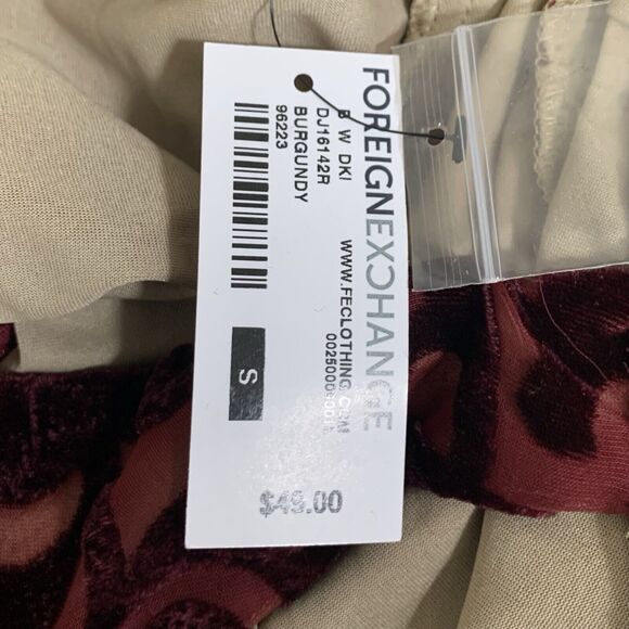 Foreign Exchange Halter Dress Women's Small Burgundy Velvet Velour Burnout - Picture 6 of 9